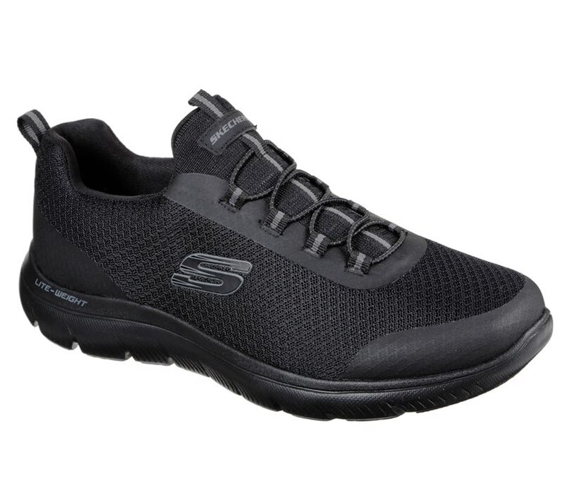 Skechers Herr Svarta Slip On - Summits - Repinski - Sverige (HNWXM-0278)